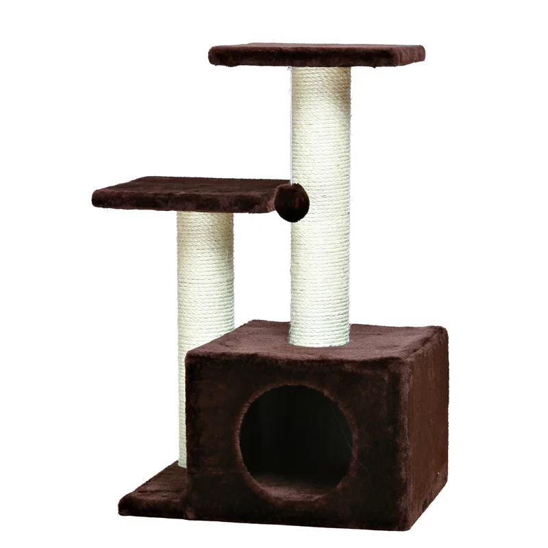 TRIXIE TRIXIE Valencia 28" Cat Tree, 3-Level Cat Tower, Sisal Scratching Posts, Plush Condo and Platforms, Dangling Cat Toy