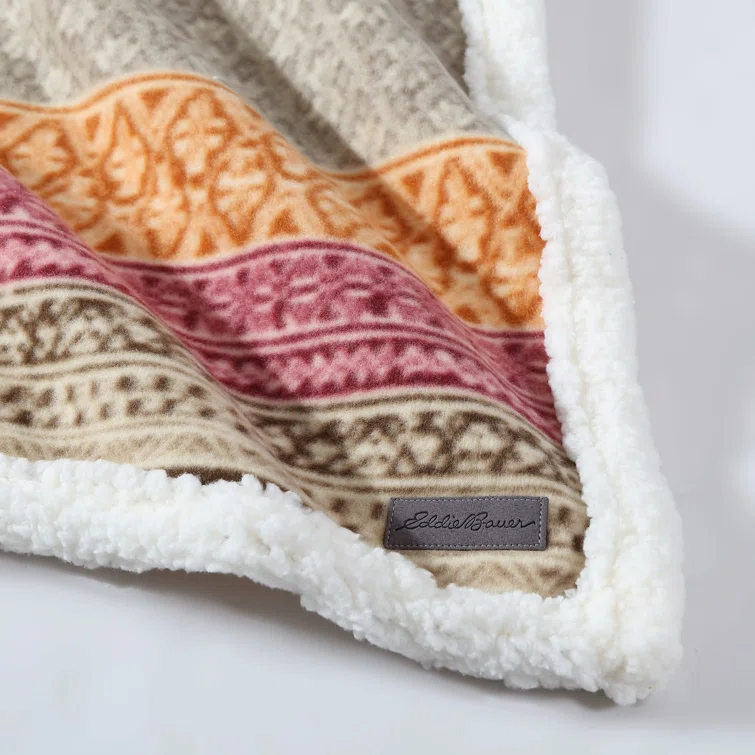 Eddie Bauer Eddie Bauer Printed Plush Fleece/Sherpa Oversized Throw Blanket