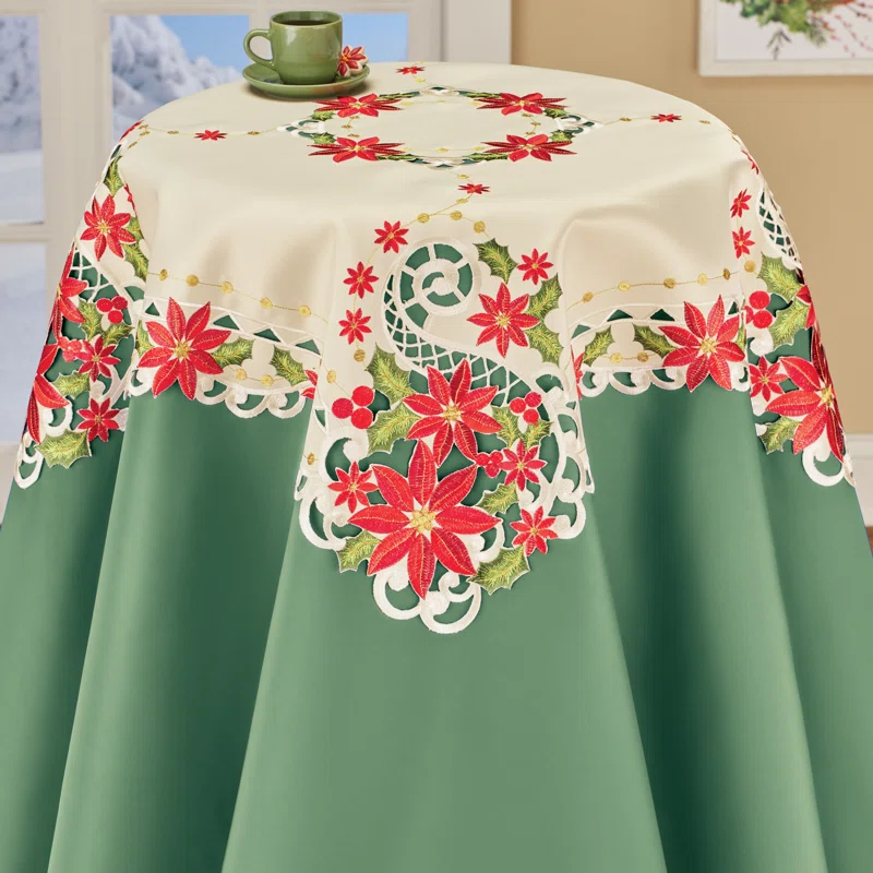 The Holiday Aisle® Vintage Poinsettia Table Topper