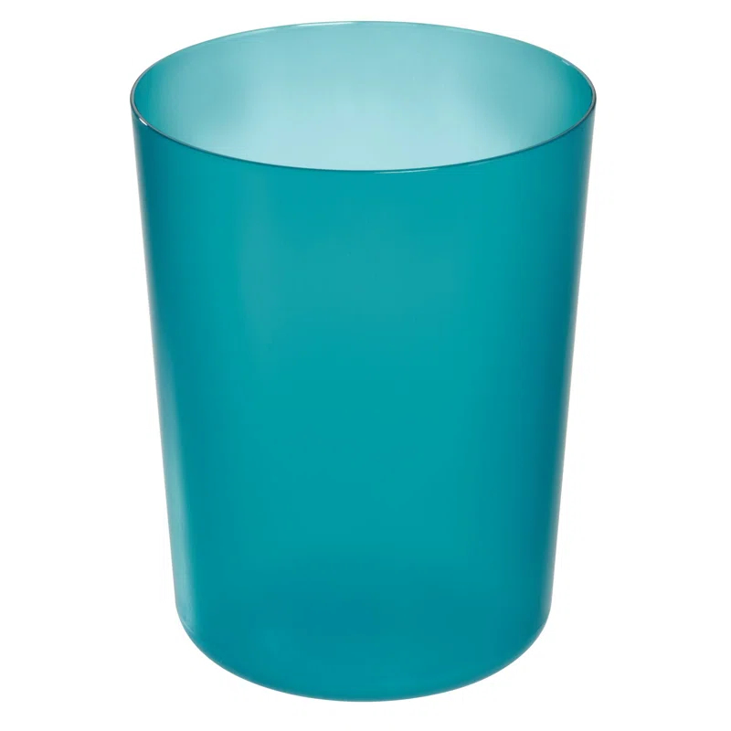 iDesign iDesign Finn Round Plastic Trash Can, Compact Waste Basket Garbage Can- Teal Blue