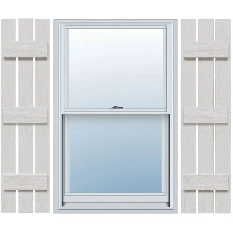 Ekena Millwork Timberthane Faux Rustic Spaced Board-n-Batten Faux Wood Shutters