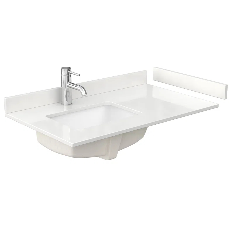 Wyndham Collection Beckett 36" Freestanding Single Bathroom Vanity with Quartz Top
