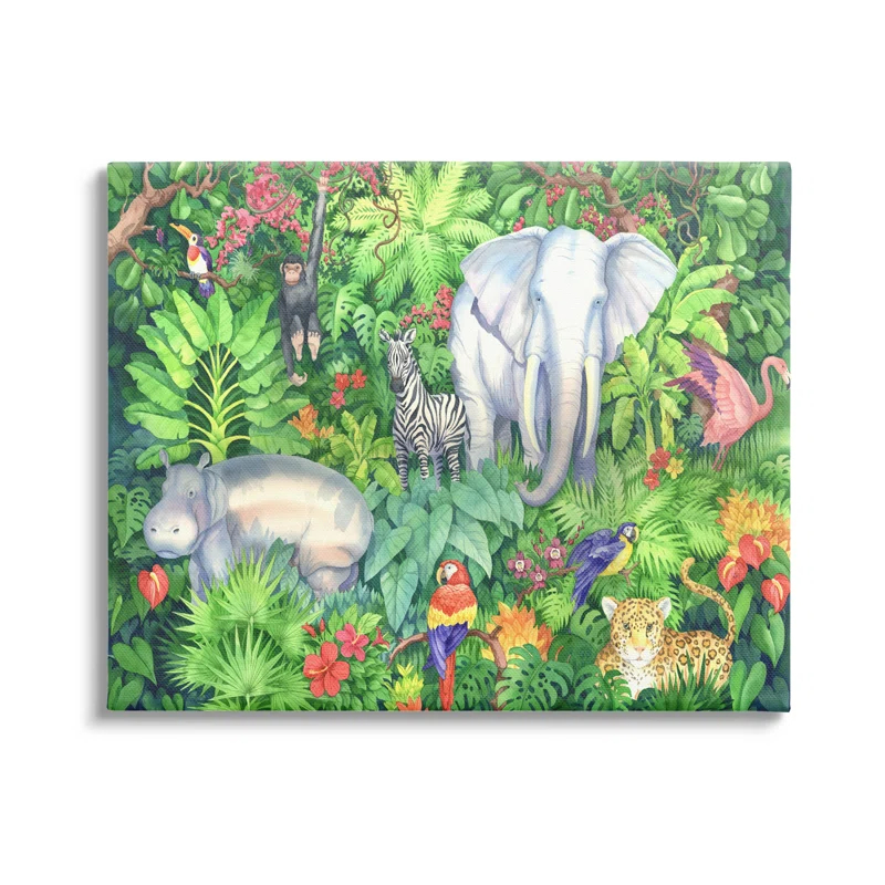 Stupell Industries " Detailed Safari Animal Jungle " by Paul Brent Painting Print