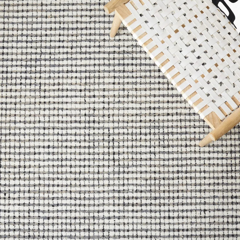 Latitude Run® Abstract Hand Tufted Wool Checkered Rug