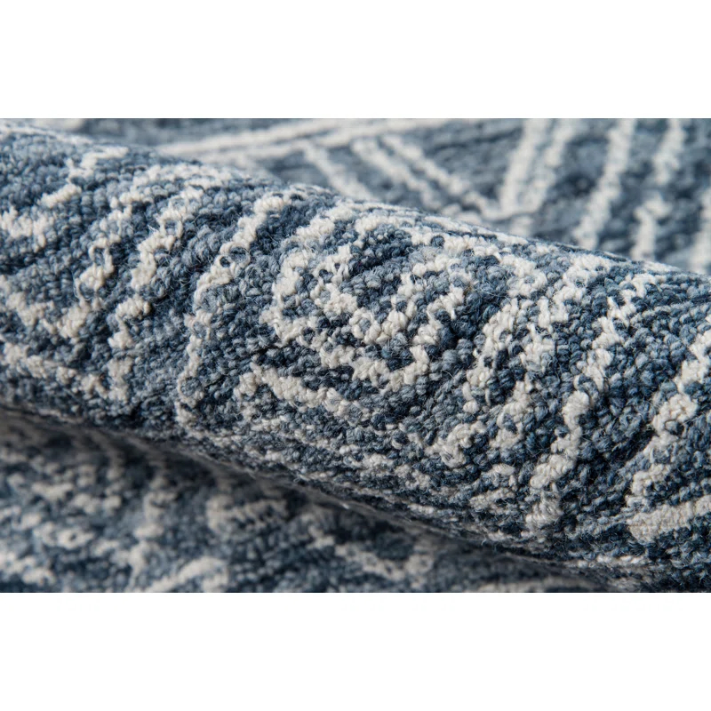 Union Rustic Adhley Hand-Hooked Wool Denim Area Rug