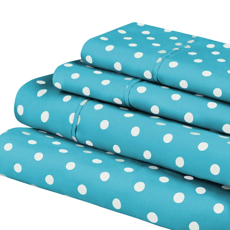 Superior Impressions Polka Dots 600 TC Cotton Poly Blend Deep Pocket Bed Sheet Set