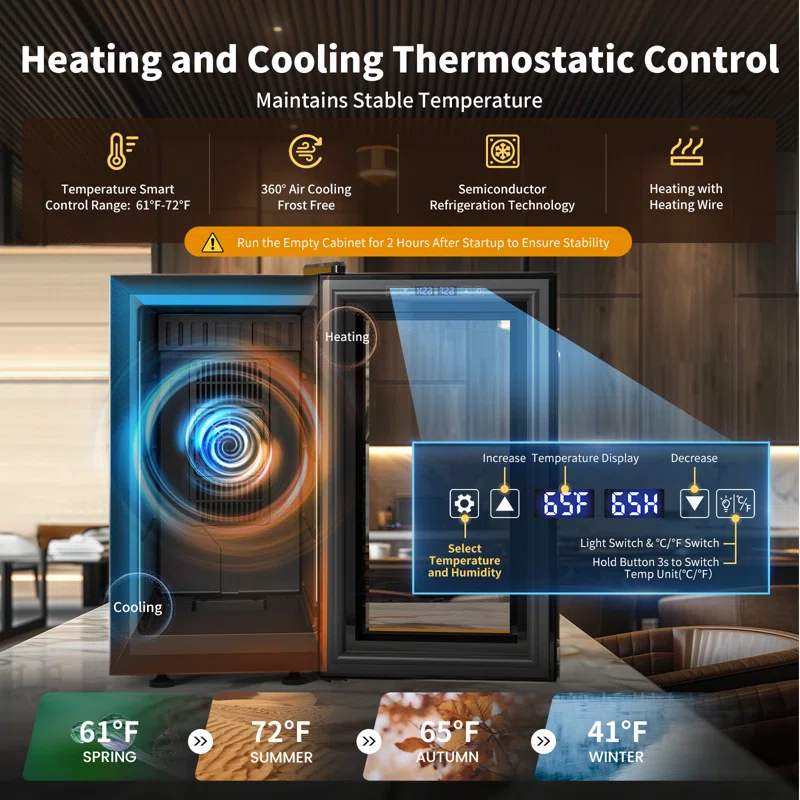 Needone Upgraded 23L Electric Cigar Humidor, Constant Temperature & Humidity Semiconductor Cigar Cabinet (150 Cigar Capacity)