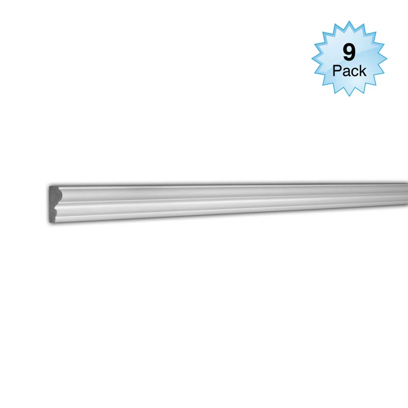 1-5/8 in x 1/2 in x 96 in Plain Recycled Polystyrene Panel Moulding Pro Pack 72 LF (Set of 9)