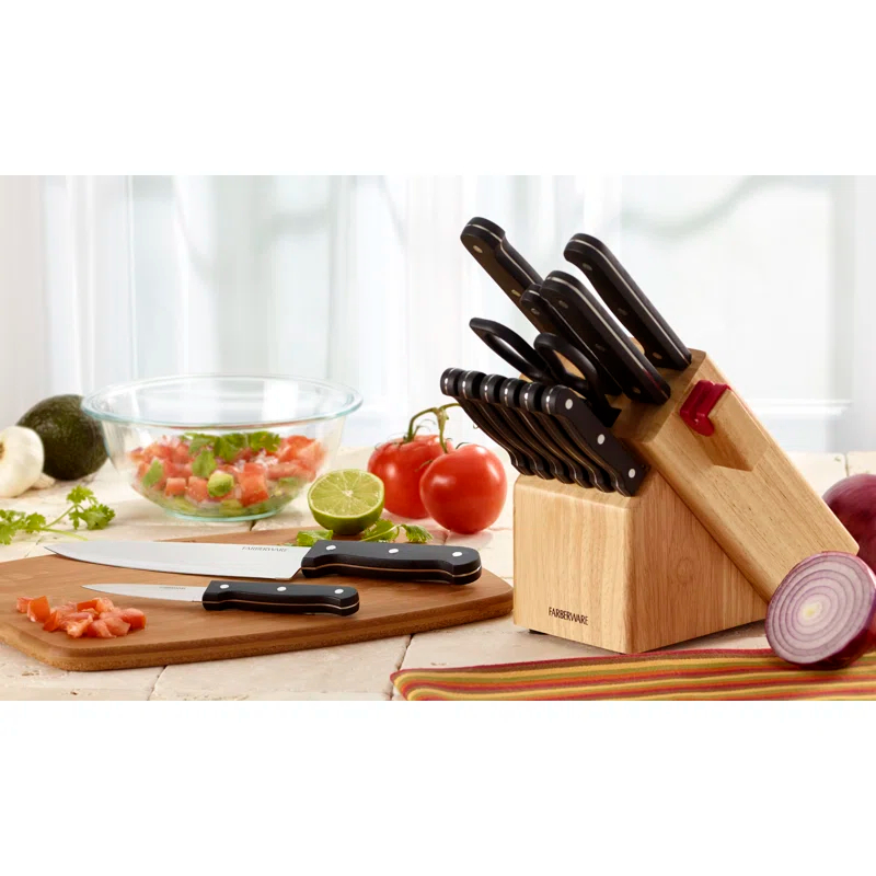 Farberware Farberware Edgekeeper 14-Piece Triple-Rivet Knife Block Set with Built-In Sharpener