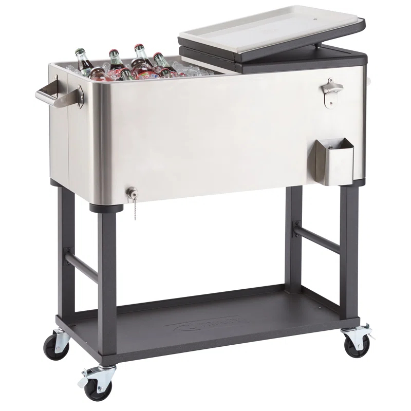 Trinity TRINITY 100 Qt./25 Gal. Stainless Steel Wheeled Cooler w/ Detachable Tub