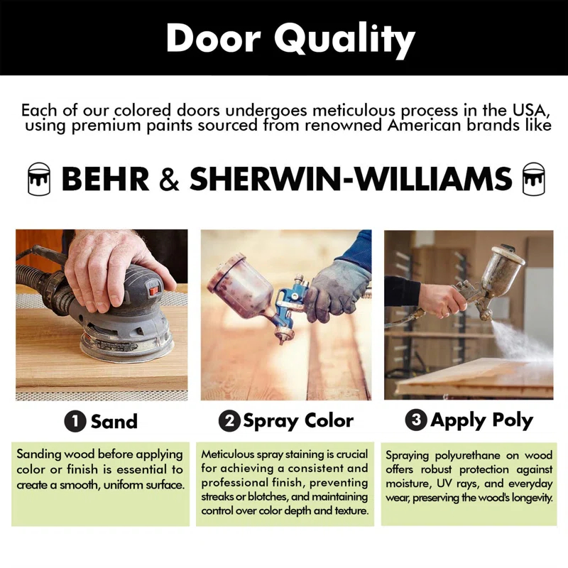 Homacer 80'' Solid Wood Barn Doors Semi-Gloss without Installation Hardware Kit Barn Door