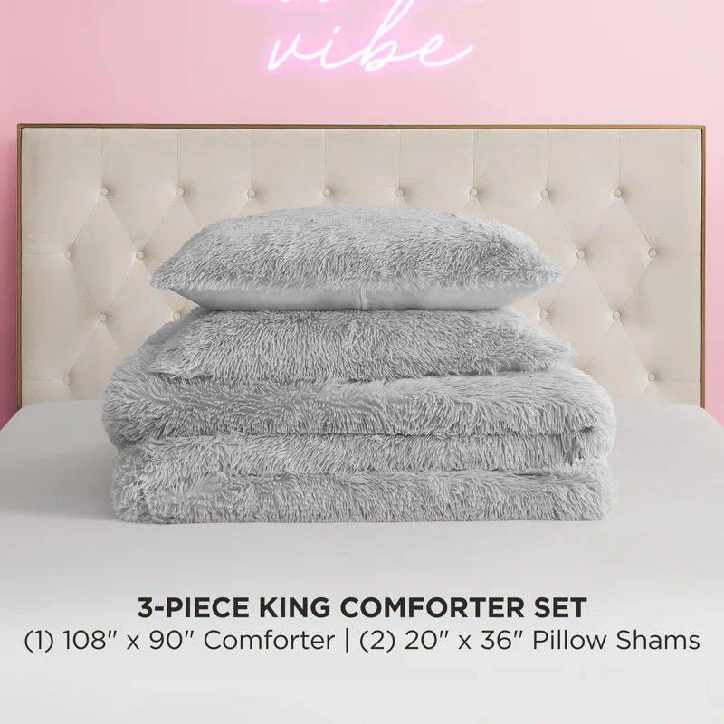 Juicy Couture Juicy Couture Shaggy Faux Fur Comforter & Shams Bedding Sets