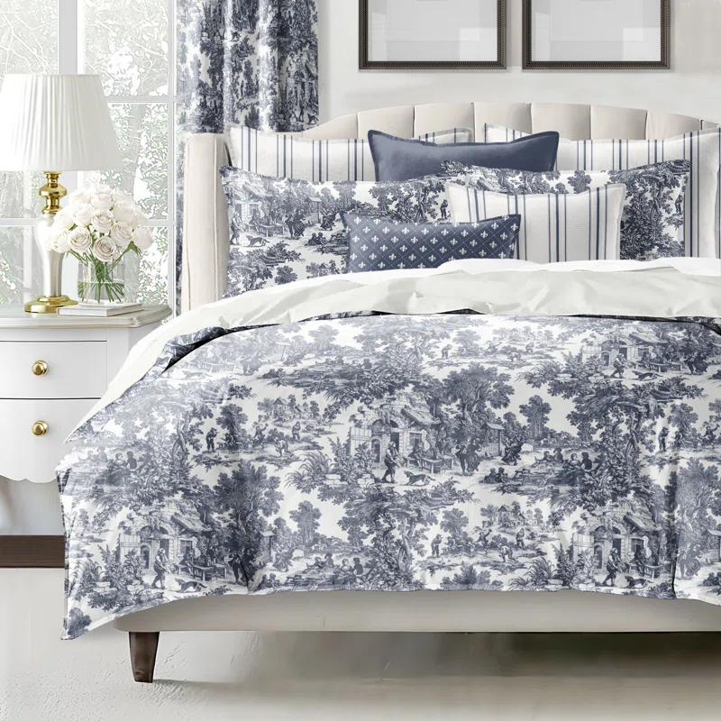 Au Village Toile Denim Cotton Comforter Set 8 Piece