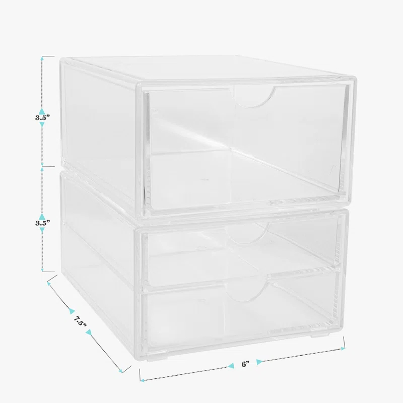 Martha Stewart Thomas Martha Stewart Stackable Plastic Office Desktop Organizer Boxes - Single Drawer and 2 Drawers