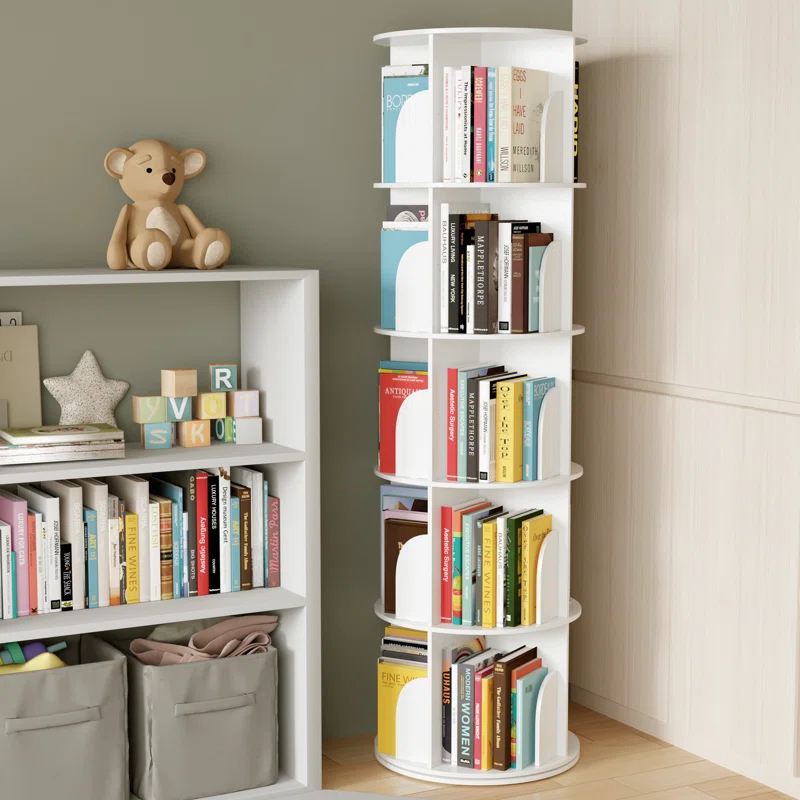 SpaceAid Rotating Bookshelf Tower, 360° Spinning Bookcase Lazy Susan, Revolving Round Carousel For Book Storage, Vertical Turning Spiral Corner Organizer