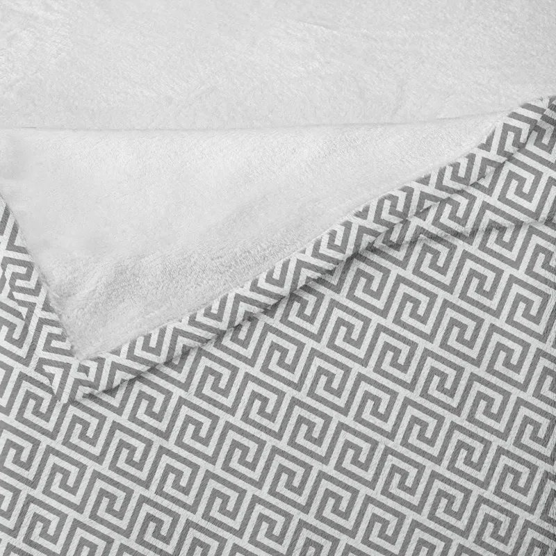 Ambesonne Geometric Fleece Throw Blanket Monochrome Pattern Lines Pale Grey White