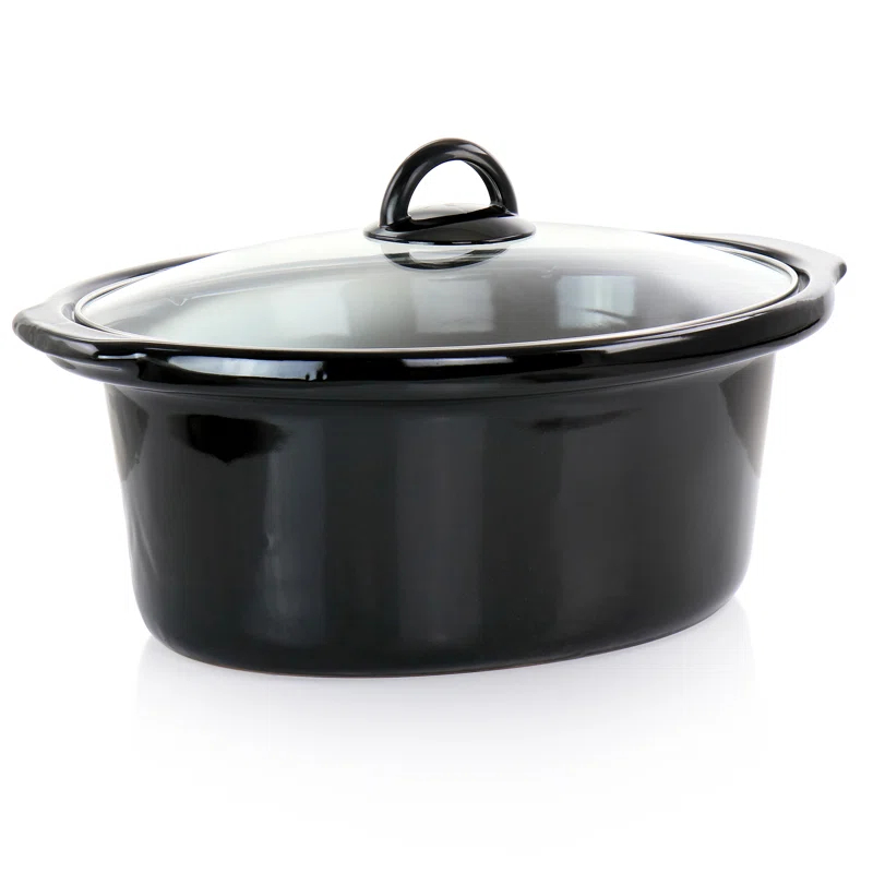 Better Chef 6 Quart Oval Slow Cooker with Removable Stoneware Crock in Stainless Steel