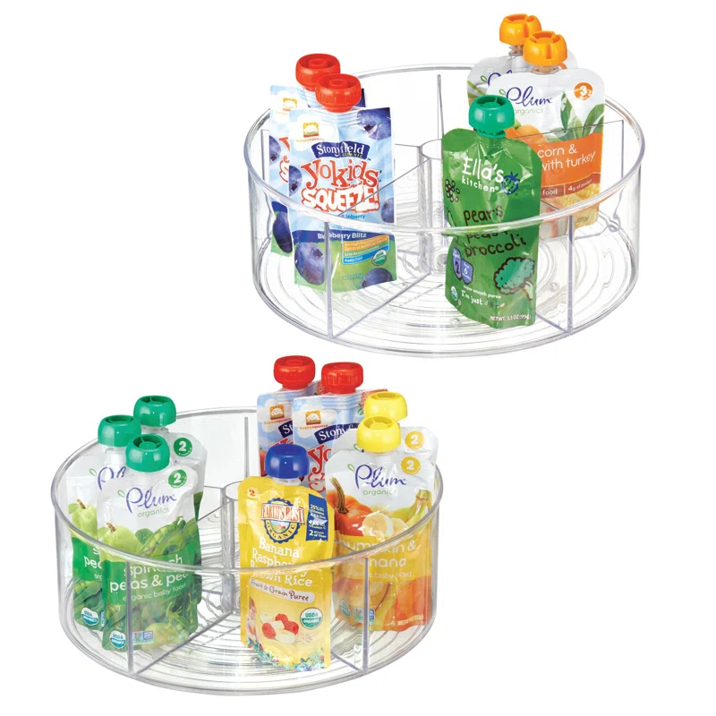 iDesign iDesign Recycled Plastic Divided Lazy Susan Turntable Organizer, Pantry, Bathroom, General Storage and More, The Linus Collection - 11.5", Clear