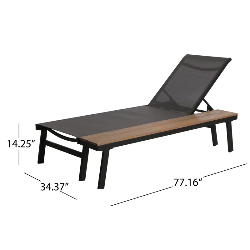 Union Rustic Absinthe Outdoor Metal Chaise Lounge Set with Table (Set of 4)