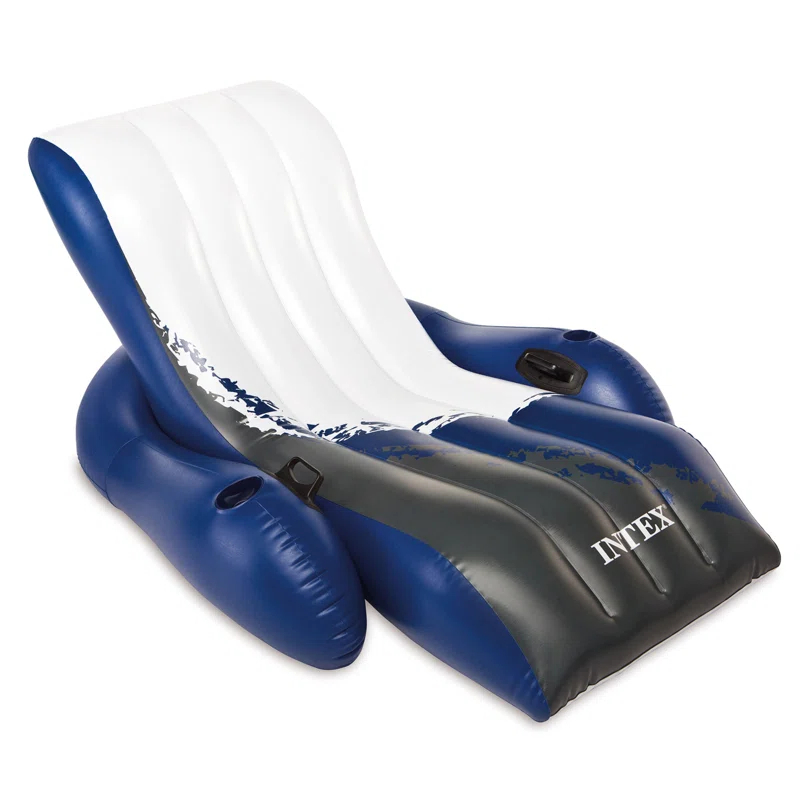 Intex Inflatable Floating Pool Recliner Chair with Cup Holders Large Outdoor