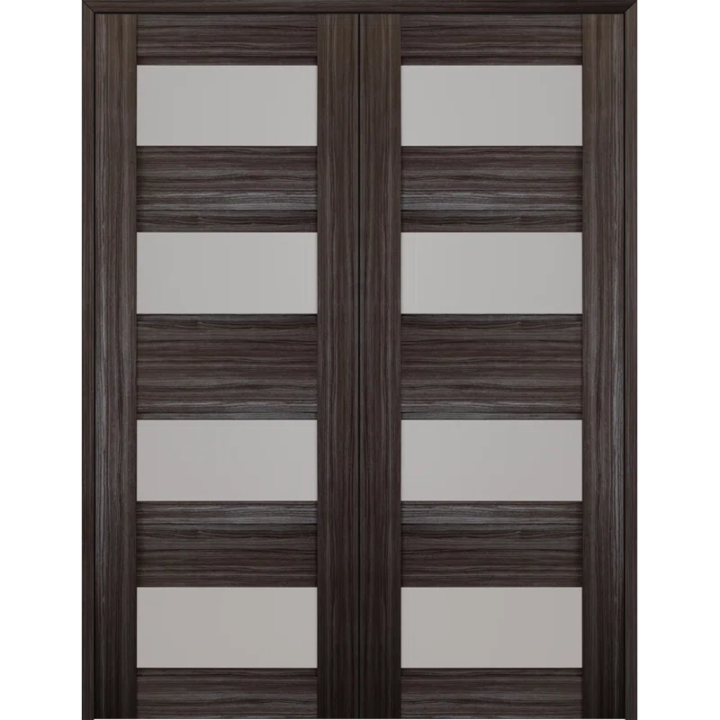 Belldinni Della Solid Manufactured Wood and Glass Paneled Prefinished Standard Double Door