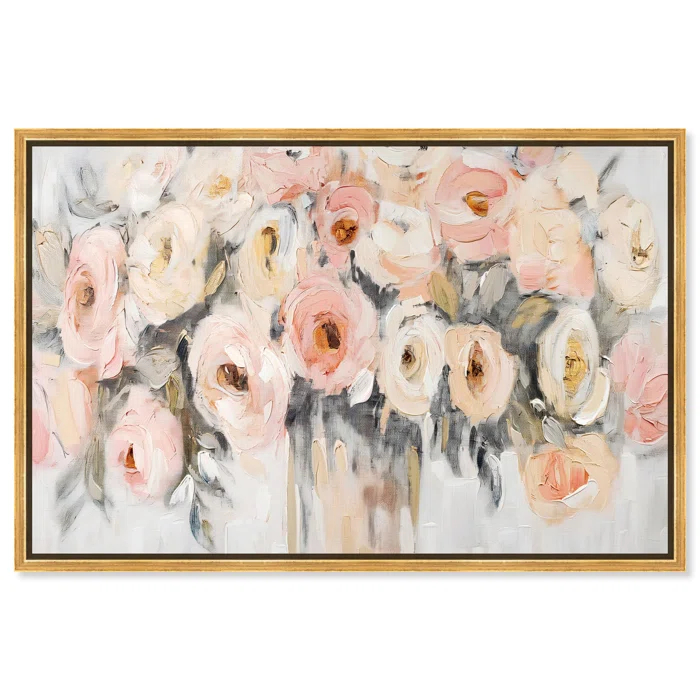 Art Remedy Coral Blush and Beige Floral Canvas Glam Floral Art by Art Remedy