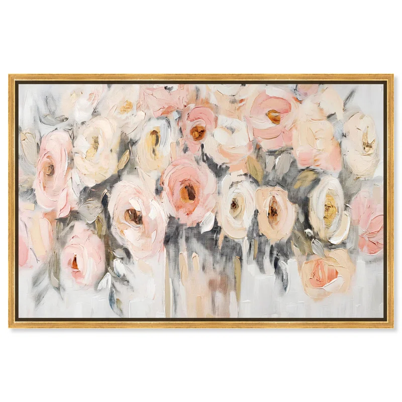 Art Remedy Coral Blush and Beige Floral Canvas Glam Floral Art by Art Remedy