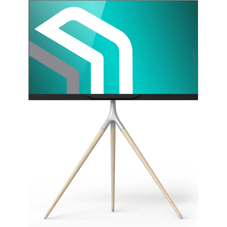 ONKRON Tripod TV Stand Wood for TVs up to 65" and 77 lbs, Swivel Floor Corner TV Stand Adjustable