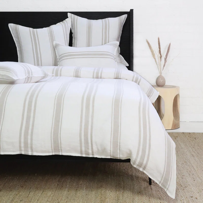 Pom Pom At Home Jackson Modern Farmhouse 100% Linen No Striped Duvet Cover