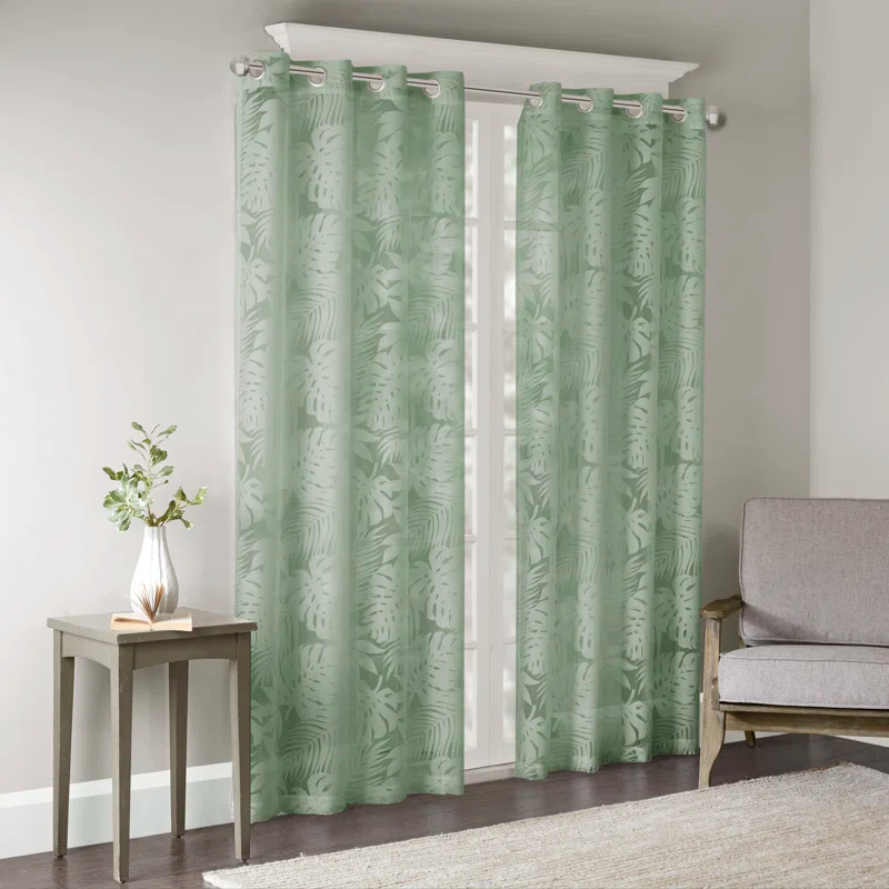 Madison Park Leilani Palm Leaf Burnout Window Sheer