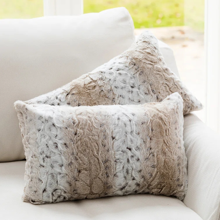 Cheer Collection Animal Print Faux Fur Throw Pillow (Set of 2)