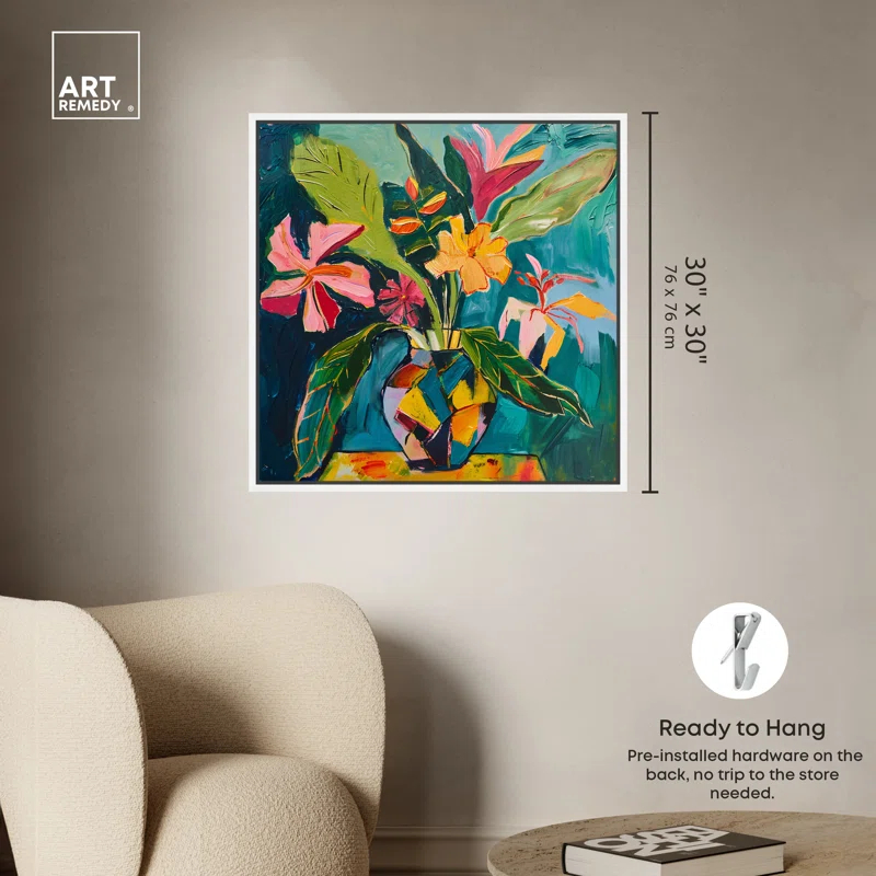 Art Remedy Art Remedy Vase Of Bright Tropical Flowers Ii In Vase Paintings 55959