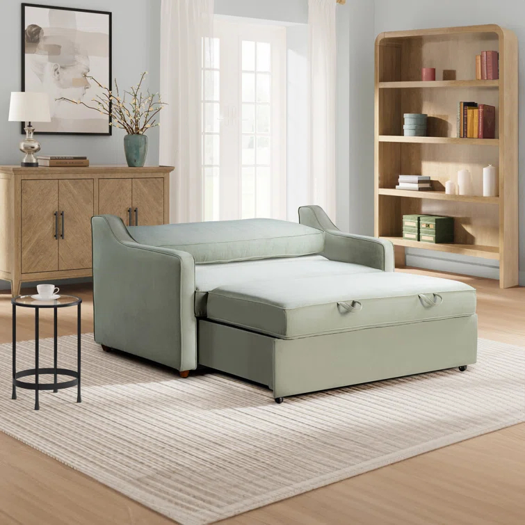 Serta Serta Juliette 62.2" Full Size Convertible Sofa, Dream Coil Comfort, Easy Assembly, Velvet Upholstery