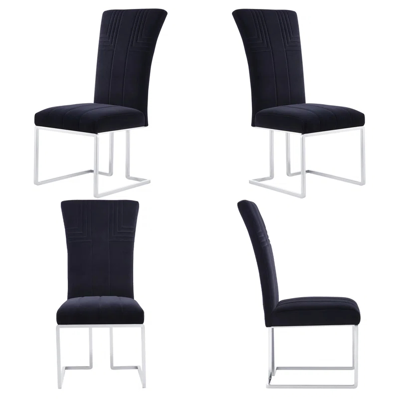 Orren Ellis Hasiba 19.3'' H Tufted Velvet Upholstered Parsons Chair (Set of 4)