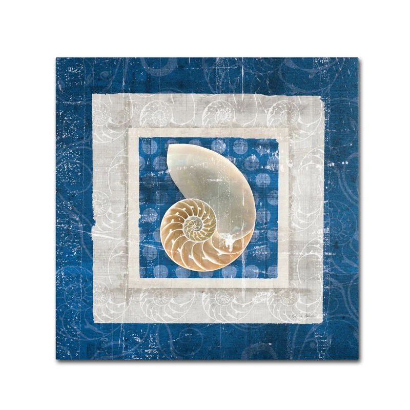 Trademark Fine Art Sea Shell " Sea Shell II On Blue " by Belinda Aldrich