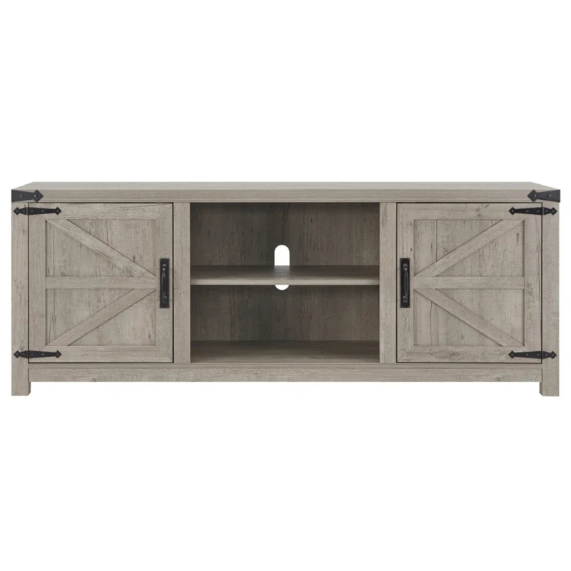 Laquela Farmhouse TV Stand for TVs Up to 75“, Wood Barn Door Media Console Table