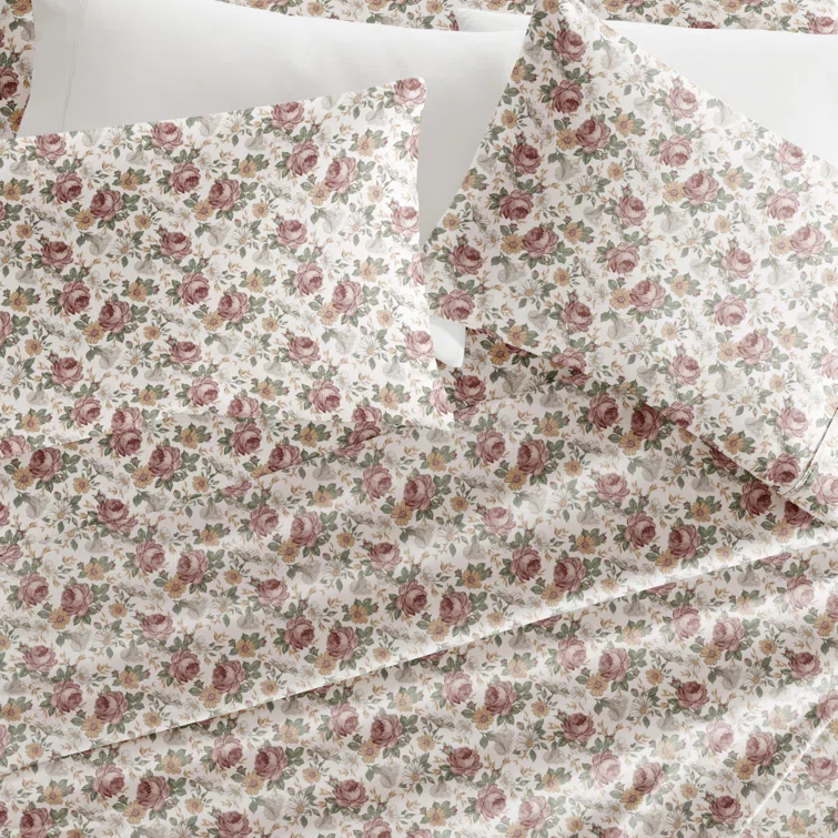 IEnjoy Home 4 Piece Sheet Set Patterned Microfiber Ultra Soft Bedding in Floral Dream & Reviews | Wayfair