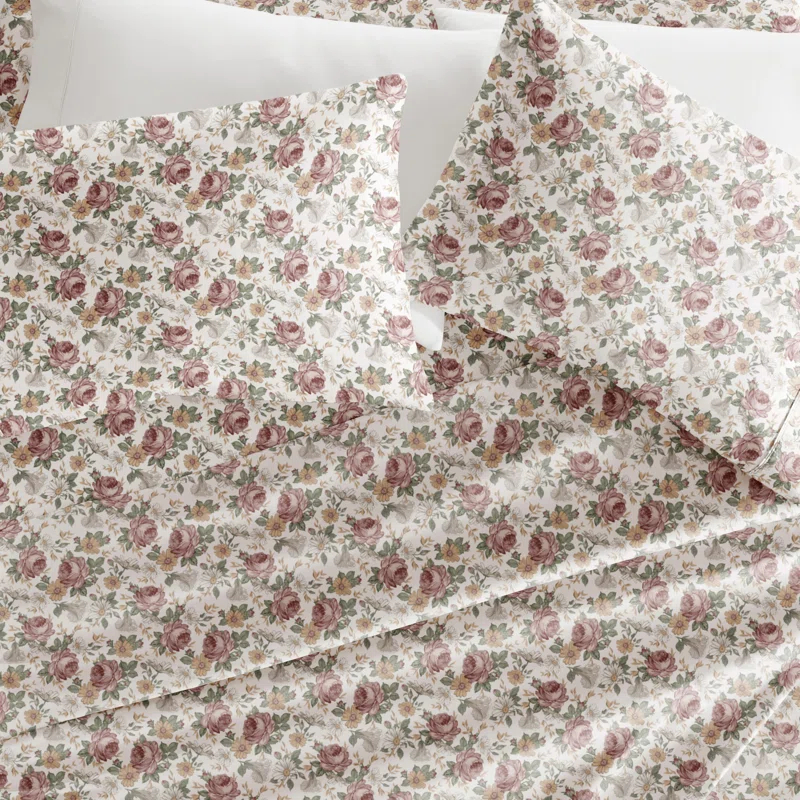 IEnjoy Home 4 Piece Sheet Set Patterned Microfiber Ultra Soft Bedding in Floral Dream