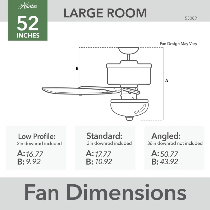 Hunter Fan 52" Builder Deluxe 5 - Blade Standard Ceiling Fan with Pull Chain and Light Kit Included