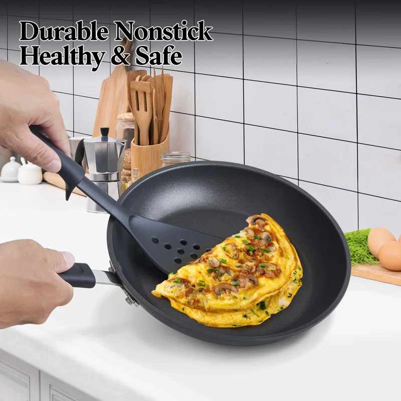 Cook N Home Professional Hard Anodized Pots and Pans Set Nonstick, Kitchen Cookware Set, Black