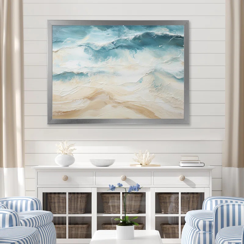 Design Art " Modern Coastal Beige And Blue Beach I "