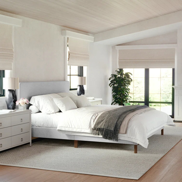 Martha Stewart Martha Stewart Britta Upholstered Platform Bed With Piped Detail Headboard