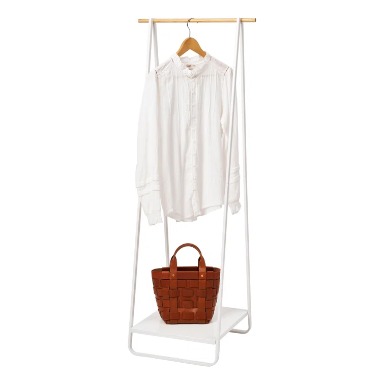 Yamazaki Home Tower Freestanding Coat Hanger Clothes Rack With Shelf, 55" - Steel