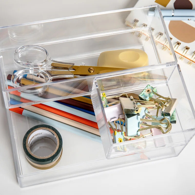 Thomas Martha Stewart 3 Stack and Slide Plastic Tray Office Desktop Organizer Set