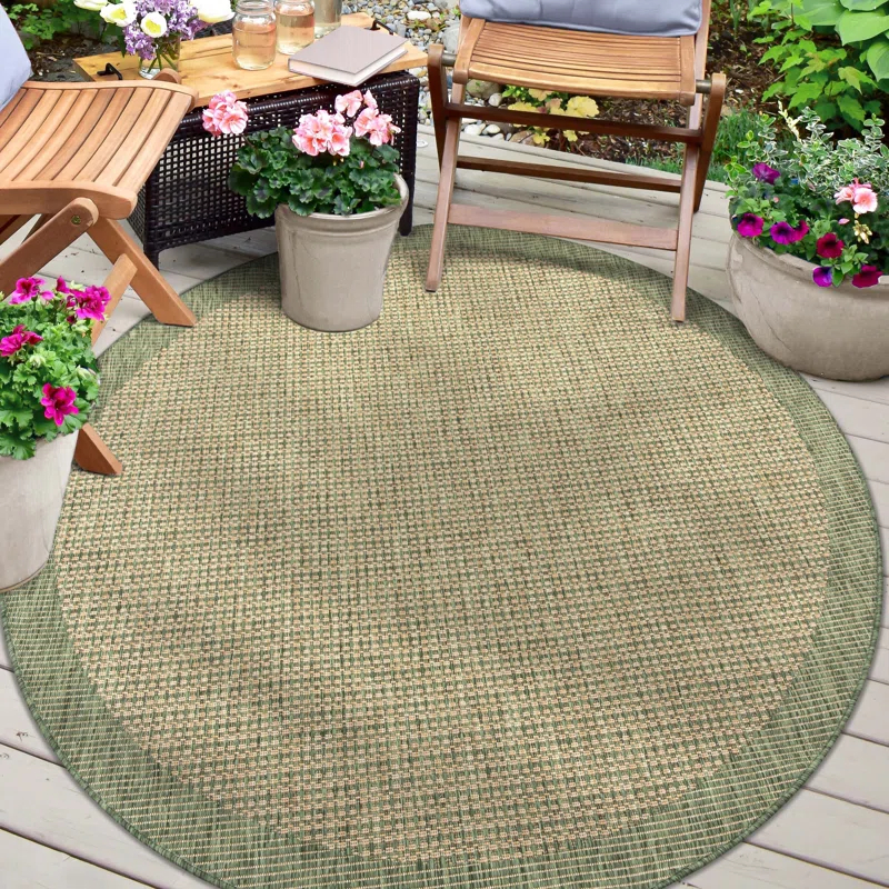 Union Rustic Marshanna Odin Solid & Striped Indoor/Outdoor Flat-Weave Area Rug
