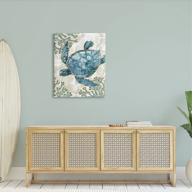 Stupell Industries " Sea Turtle Swimming Playa Sealife " by Paul Brent Painting Print