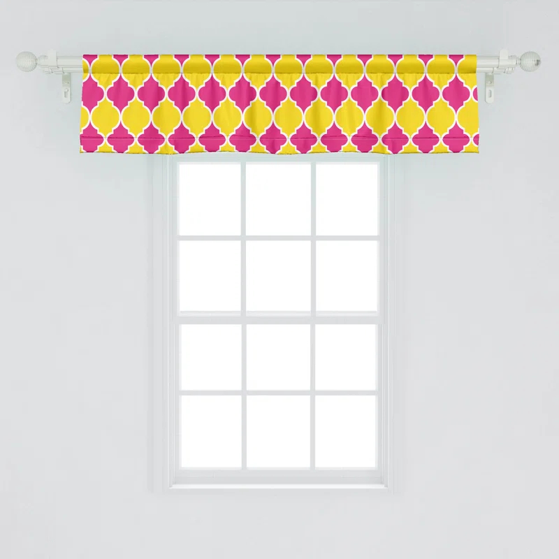 Ambesonne Ambesonne Abstract Valance Pack of 2 Colorful Modern Patterns Yellow Hot Pink