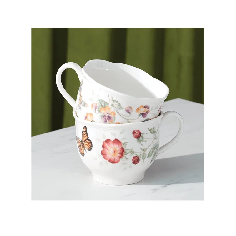 Lenox Butterfly Meadow 2 Piece Latte Coffee Mug Set