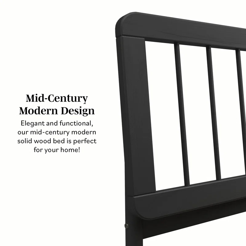 George Oliver Mid-Century Modern Solid Wood King Spindle Bed – Natural Pine