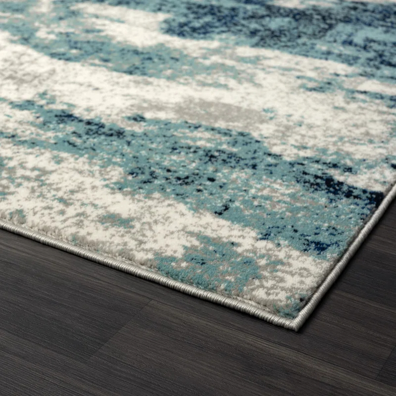17 Stories Elkmont Abstract Light Blue/Gray Area Rug